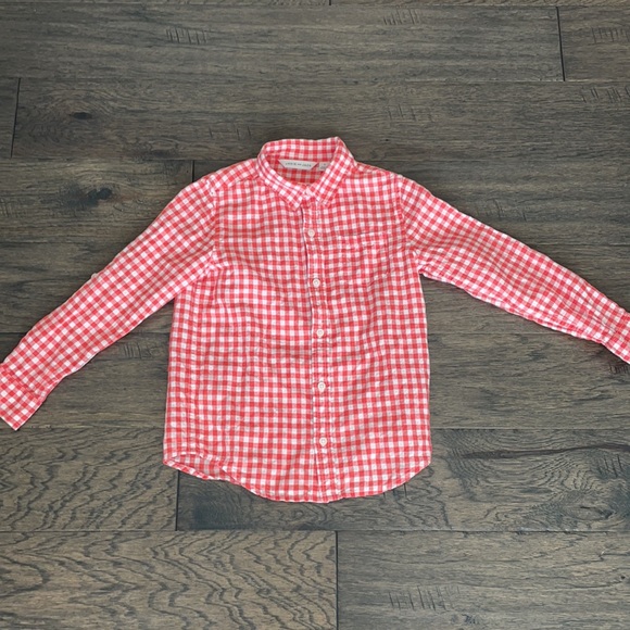 Janie and Jack Size 5 Coral Gingham Dress Shirt - Picture 4 of 5